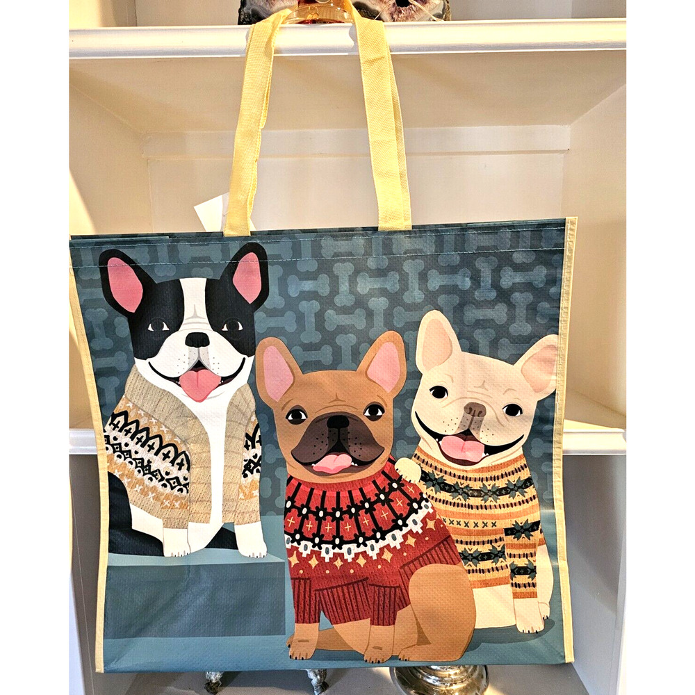 Frenchie French Bulldogs Reusable Shopping Bags Home Goods 4pk